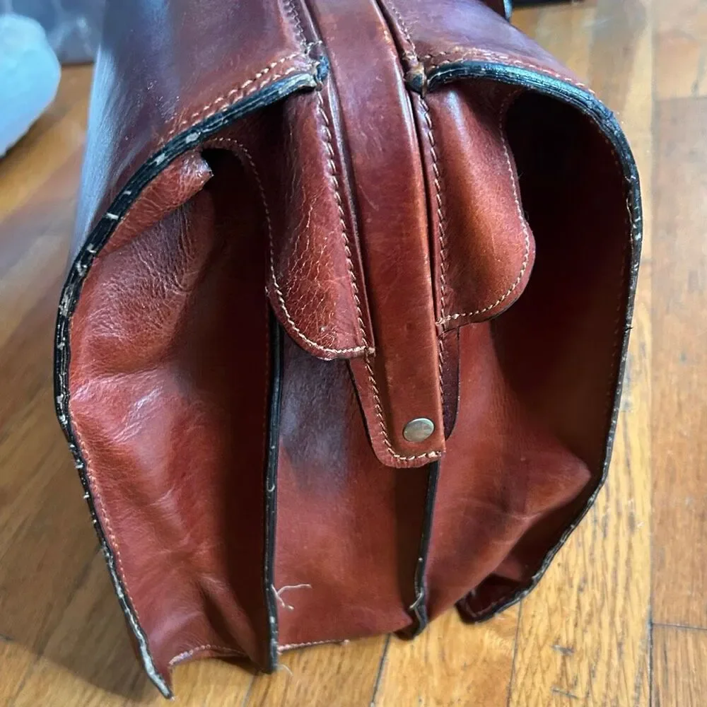 Vintage Paulo Giannini Brown Leather Doctor’s Bag Style Briefcase